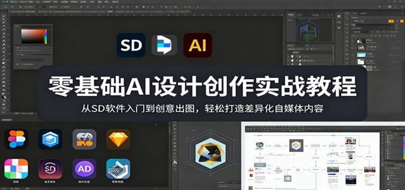 零基础AI设计创作实战教程:从SD软件入门到创意出图,轻松打造差异化自媒体内容