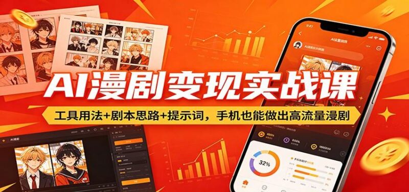 AI漫剧变现实战课:工具用法+剧本思路+提示词,手机也能做出高流量漫剧-三零资源