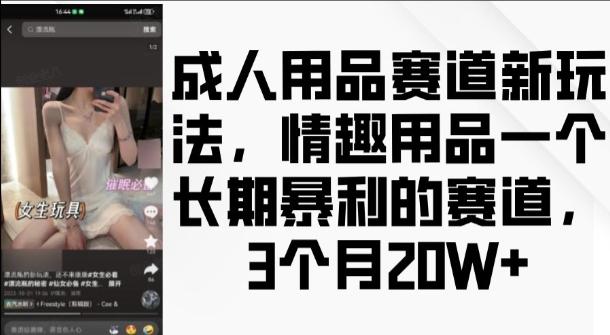 成人用品赛道新玩法,情趣用品一个长期暴利的赛道,3个月收益20个【揭秘】-三零资源