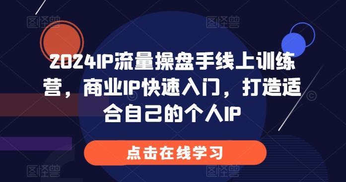 2024IP流量操盘手线上训练营,商业IP快速入门,打造适合自己的个人IP-三零资源