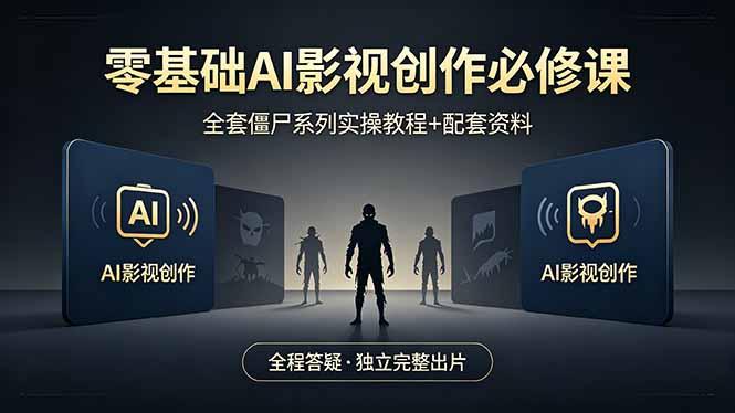 零基础AI影视创作必修课，全套僵尸系列实操教程加配套资料，全程答疑带你独立完整出片-三零资源