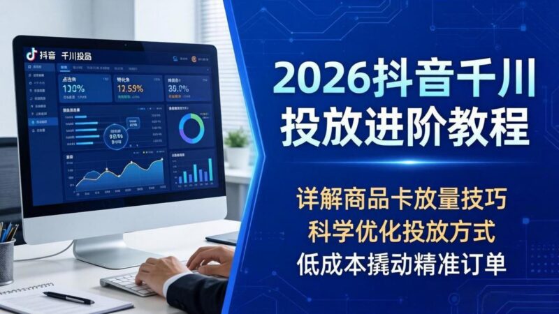 2026抖音千川投放进阶教程,详解商品卡放量技巧,科学优化投放方式,低成本撬动精准订单