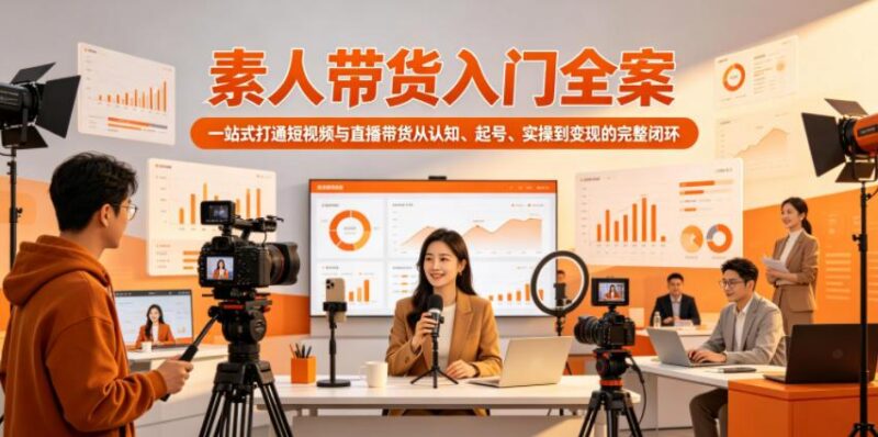 素人带货入门全案，一站式打通短视频与直播带货从认知、起号、实操到变现的完整闭环-三零资源