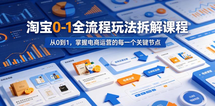 淘宝0-1全流程玩法拆解课程，从0到1，掌握电商运营的每一个关键节点