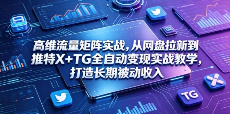 高维流量矩阵实战，从网盘拉新到推特X+TG全自动变现实战教学，打造长期被动收入-三零资源