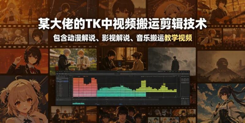 某大佬的TK中视频搬运剪辑技术,包含动漫解说、影视解说、音乐搬运教学视频-三零资源