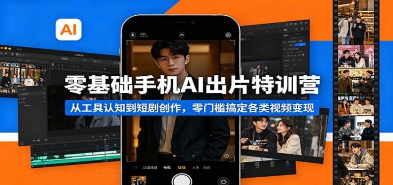 零基础手机AI出片特训营:从工具认知到短剧创作,零门槛搞定各类视频变现-三零资源