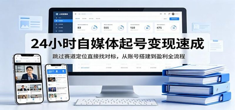 24小时自媒体起号变现速成,跳过赛道定位直接找对标,从账号搭建到盈利全流程-三零资源
