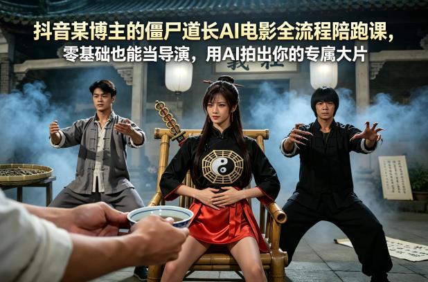 抖音某博主的僵尸道长AI电影全流程陪跑课,零基础也能当导演,用AI拍出你的专属大片-三零资源
