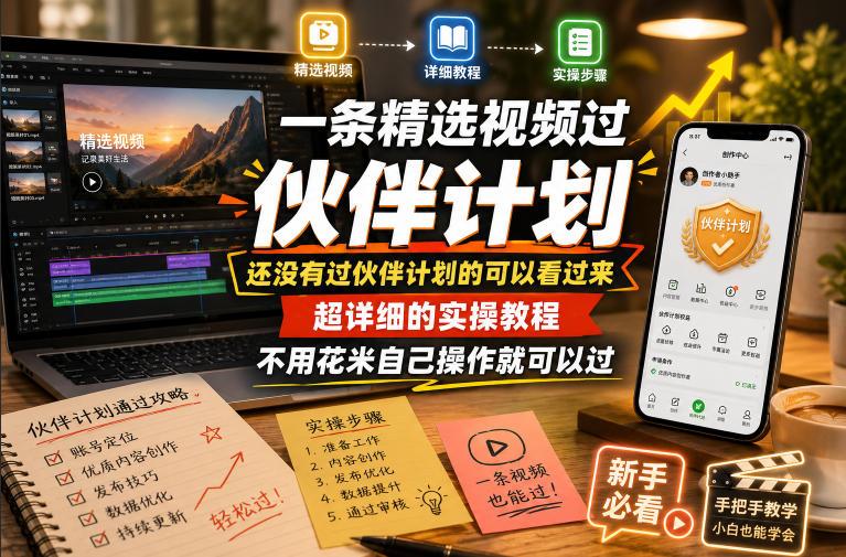 一条精选视频过伙伴计划,还没有过伙伴计划的可以看过来,超详细的实操教程,不用花米自己操作就可以过-三零资源