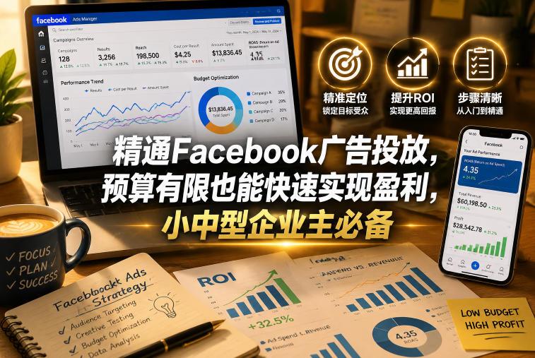 精通Facebook广告投放,预算有限也能快速实现盈利,小中型企业主必备【原创双语字幕】-三零资源