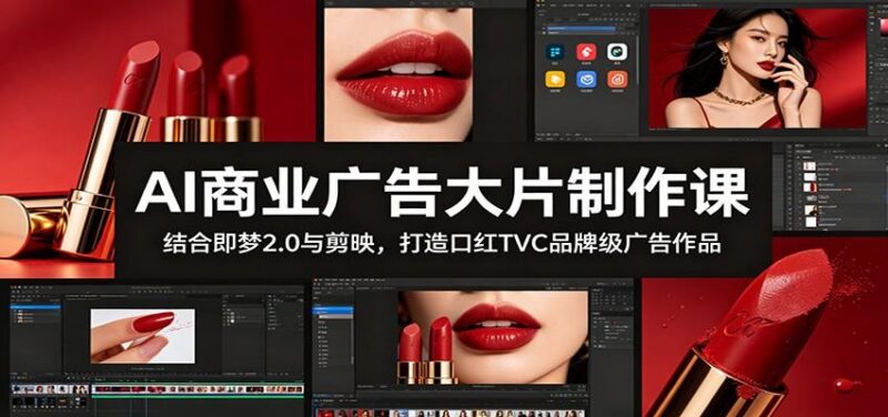 AI商业广告大片制作课:结合即梦2.0与剪映,打造口红TVC品牌级广告作品-三零资源