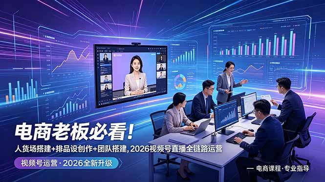 电商老板必看!人货场搭建+排品设计+素材创作+团队搭建,2026视频号直播全链路运营-三零资源
