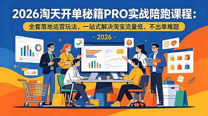 2026淘天开单秘籍PRO实战陪跑课程:全套落地运营玩法,一站式解决淘宝流量低、不出单难题-三零资源