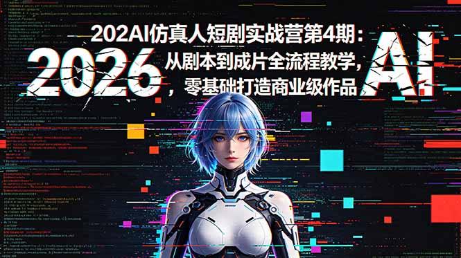 2026AI仿真人短剧实战营第4期：从剧本到成片全流程教学，零基础打造商业级作品-三零资源