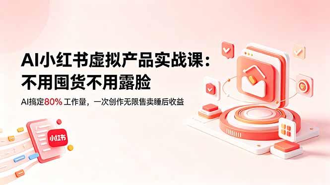 AI小红书虚拟产品实战课-更新：不用囤货不用露脸，AI搞定80%工作量，一次创作无限售卖睡后收益-三零资源