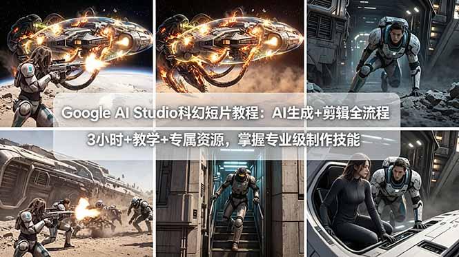 Google AI Studio科幻短片教程:AI生成+剪辑全流程,3小时+教学+专属资源,掌握专业级制作技能-三零资源