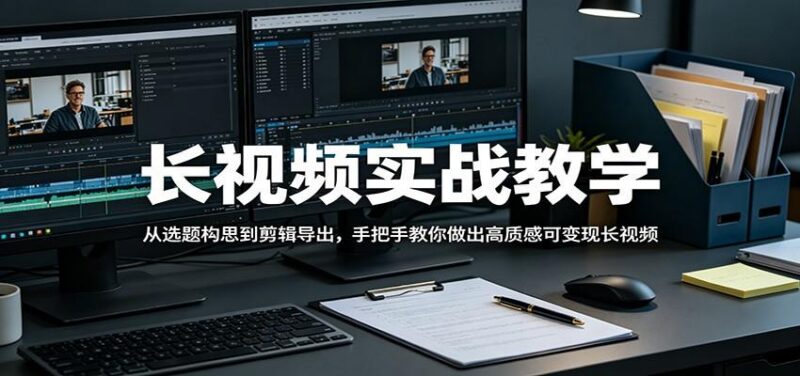 长视频实战教学，从选题构思到剪辑导出，手把手教你做出高质感可变现长视频-三零资源