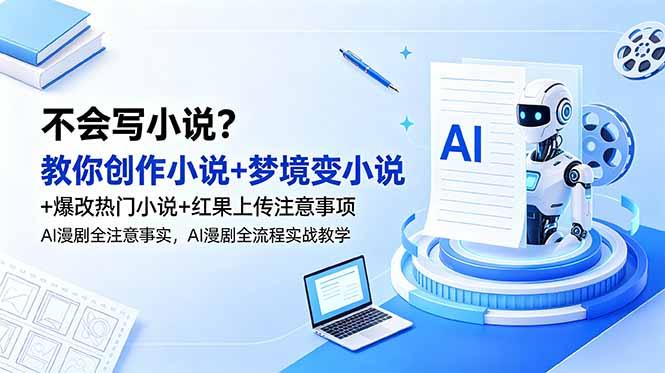 不会写小说？教你创作小说+梦境变小说+爆改热门小说+红果上传注意事项，AI漫剧全流程实战教学-三零资源