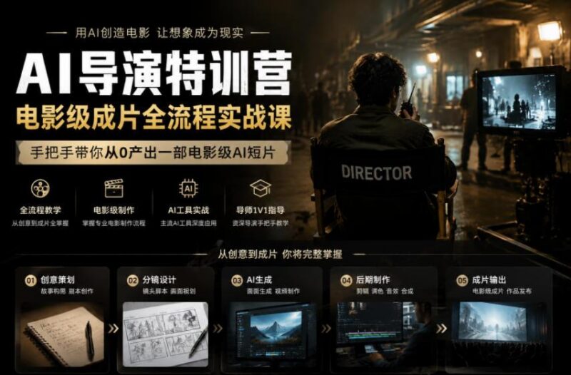 AI导演特训营,电影级成片全流程实战课,手把手带你从0产出一部电影级AI短片-三零资源