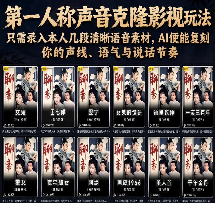 第一人称声音克隆影视玩法，只需录入本人几段清晰语音素材，AI便能复刻你的声线、语气与说话节奏-三零资源
