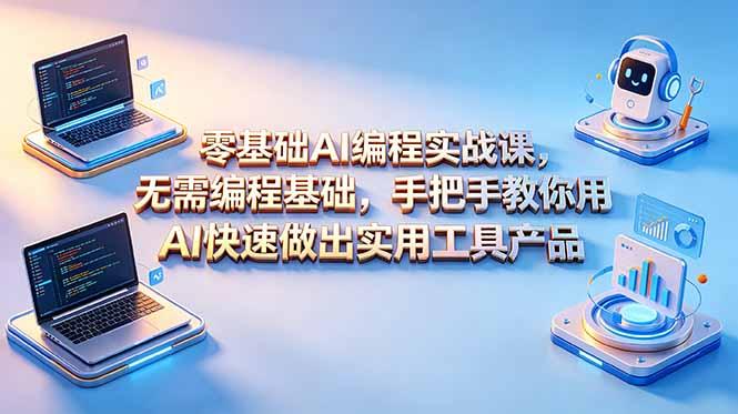 零基础AI编程实战课-更新，无需编程基础，手把手教你用AI快速做出实用工具产品-三零资源
