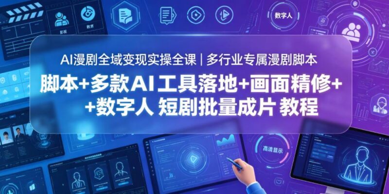 AI漫剧全域变现实操全课|多行业专属漫剧脚本+多款AI工具落地+画面精修+数字人短剧批量成片全教程-三零资源