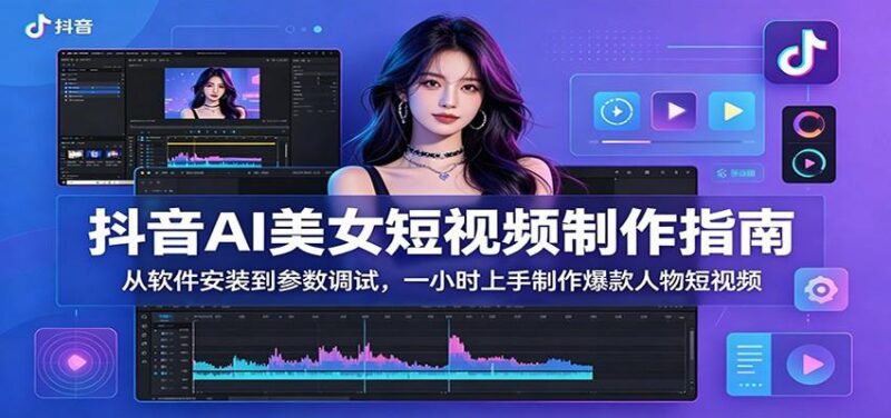 抖音AI美女短视频制作指南:从软件安装到参数调试,一小时上手制作爆款人物短视频-三零资源
