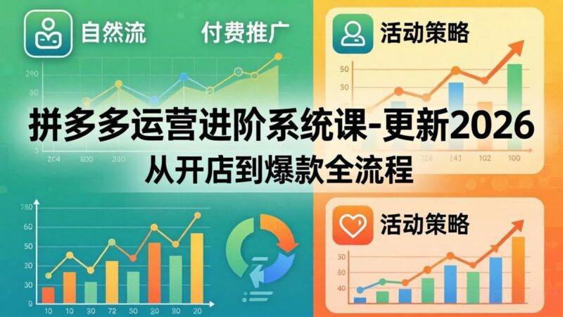 拼多多运营进阶系统课-更新2026:从开店到爆款全流程,自然流+付费推广+活动策略-三零资源