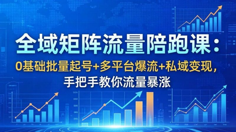 全域矩阵流量陪跑课:0基础批量起号+多平台爆流+私域变现,手把手教你流量暴涨-三零资源