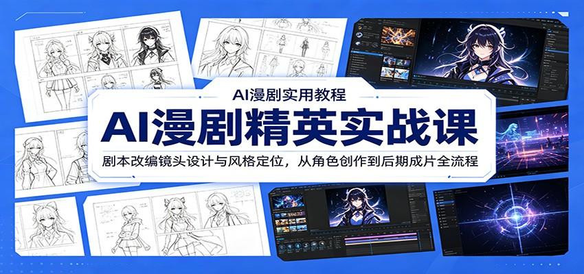AI漫剧精英实战课:剧本改编镜头设计与风格定位,从角色创作到后期成片全流程