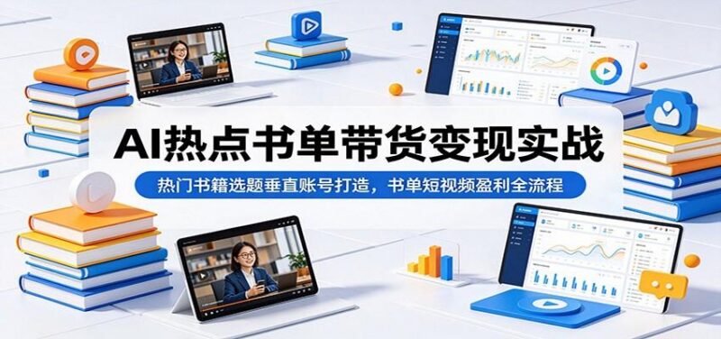 AI热点书单带货变现实战:热门书籍选题垂直账号打造,书单短视频盈利全流程-三零资源