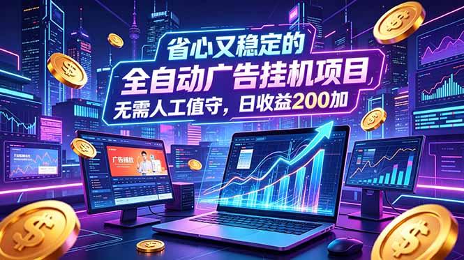 全自动广告挂机项目,全程无需人工值守。稳定创收每日收益200+-三零资源