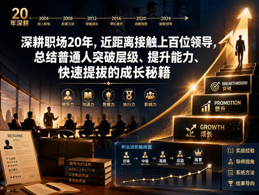付费文章：深耕职场20年，近距离接触上百位领导，总结普通人突破层级、提升能力、快速提拔的成长秘籍(全网独家干货)