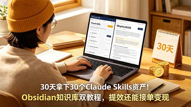30天拿下30个Claude Skills资产!Obsidian知识库双教程,提效还能接单变现-三零资源