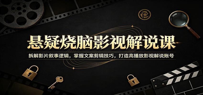 悬疑烧脑影视解说课:拆解影片叙事逻辑,掌握文案剪辑技巧,打造高播放影视解说账号