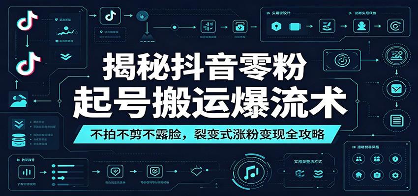 揭秘抖音零粉起号搬运爆流术:不拍不剪不露脸,裂变式涨粉变现全攻略
