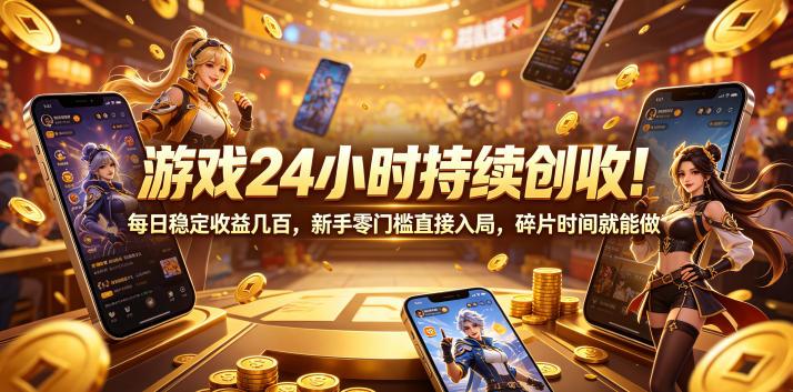 游戏24小时持续创收!每日稳定收益几百,新手零门槛直接入局,碎片时间就能做【揭秘】-三零资源