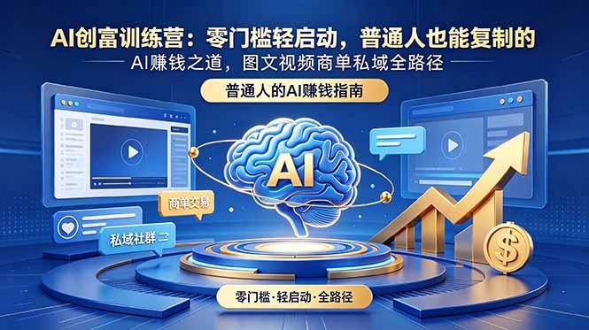 AI创富训练营:零门槛轻启动,普通人也能复制的AI赚钱之道,图文视频商单私域全路径-三零资源