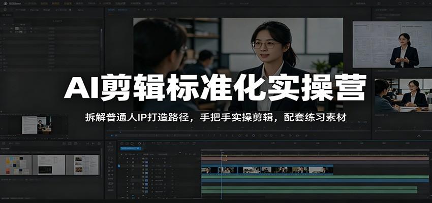AI剪辑标准化实操营:拆解普通人IP打造路径,手把手实操剪辑,配套练习素材