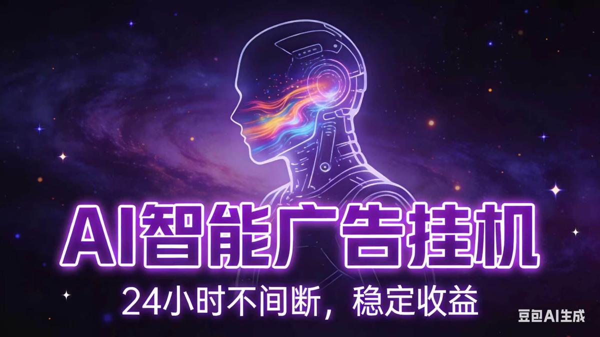 AI智能广告全自动挂机,全自动化运行,适合小白,宝妈,有主业人群,全程扶持搭健一套流程