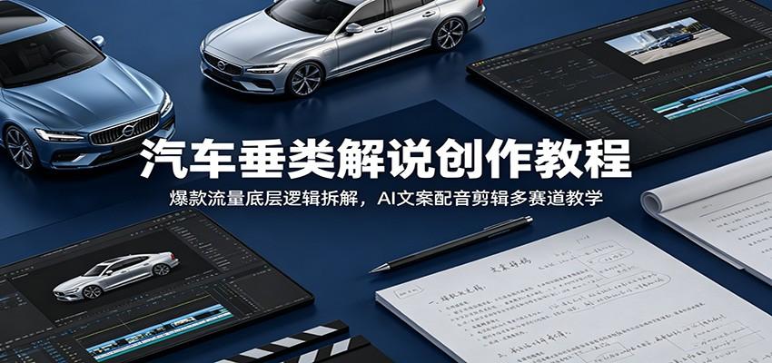 汽车垂类解说创作教程:爆款流量底层逻辑拆解,AI文案配音剪辑多赛道教学