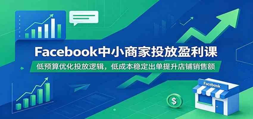 Facebook中小商家投放盈利课:低预算优化投放逻辑,低成本稳定出单提升店铺销售额