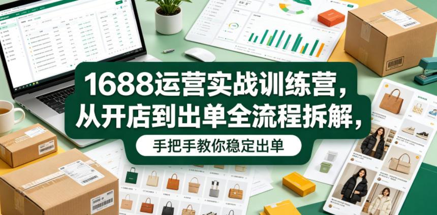 1688运营实战训练营，从开店到出单全流程拆解，手把手教你稳定出单(更新0620)