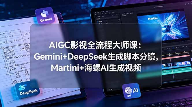 AIGC影视全流程大师课：Gemini+DeepSeek生成脚本分镜，Martini+海螺AI生成视频-三零资源