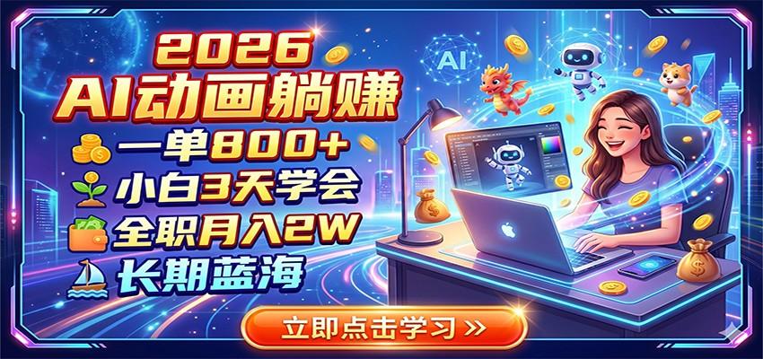 2026 AI动画躺赚:一单800+,小白3天学会,全职月入2W,长期蓝海