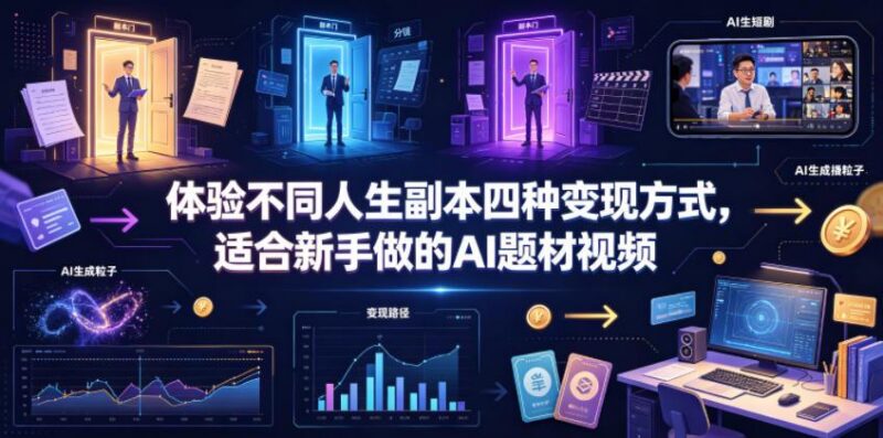 体验不同人生副本四种变现方式,适合新手做的AI题材视频-三零资源