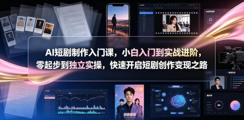 AI短剧制作入门课,小白入门到实战进阶,零起步到独立实操,快速开启短剧创作变现之路-三零资源