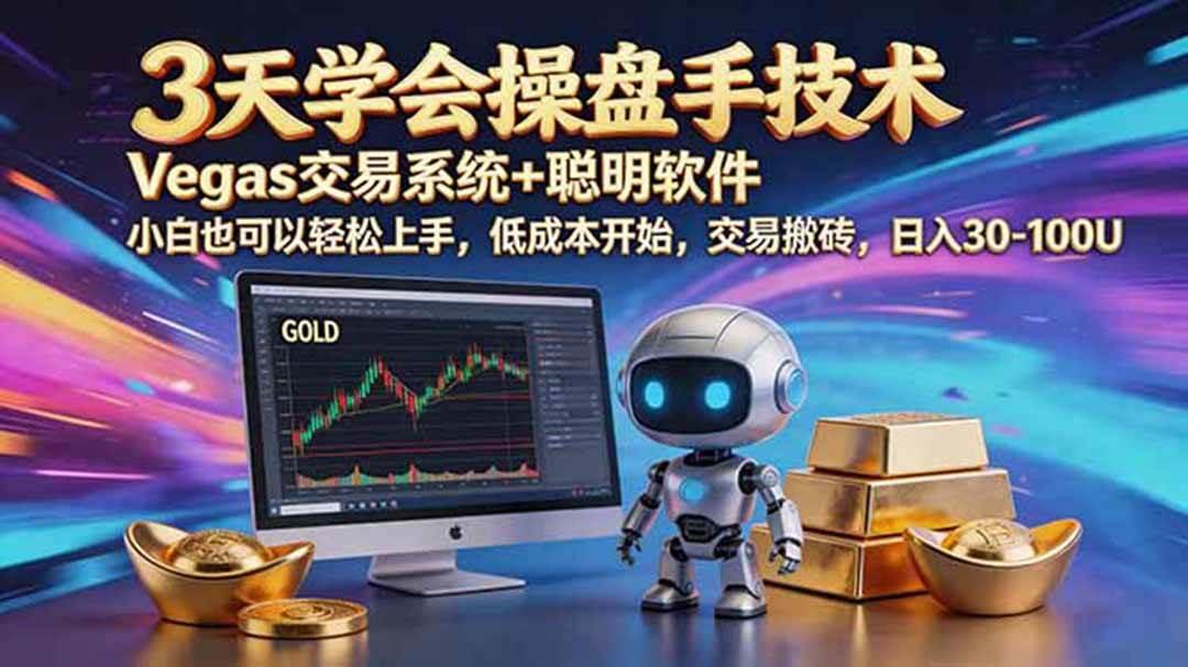 三天学会操盘手技术,vegas技术+聪明软件,小白也可以轻松上手,日入500+