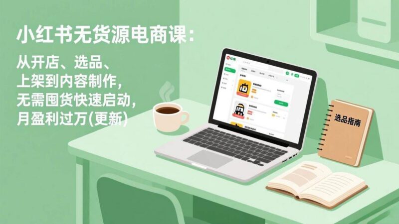 小红书无货源电商课(6月22更新):从开店、选品、上架到内容制作,无需囤货快速启动,月盈利过万-三零资源